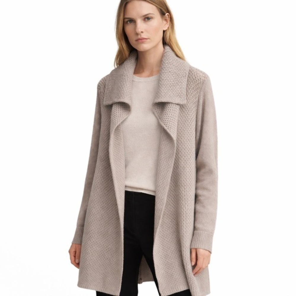 Vince yak and wool blend knit beige long cardigan sweater